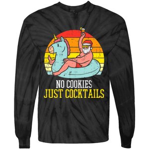 No Cookies Cocktails Santa Summer Christmas In July Xmas Tie-Dye Long Sleeve Shirt