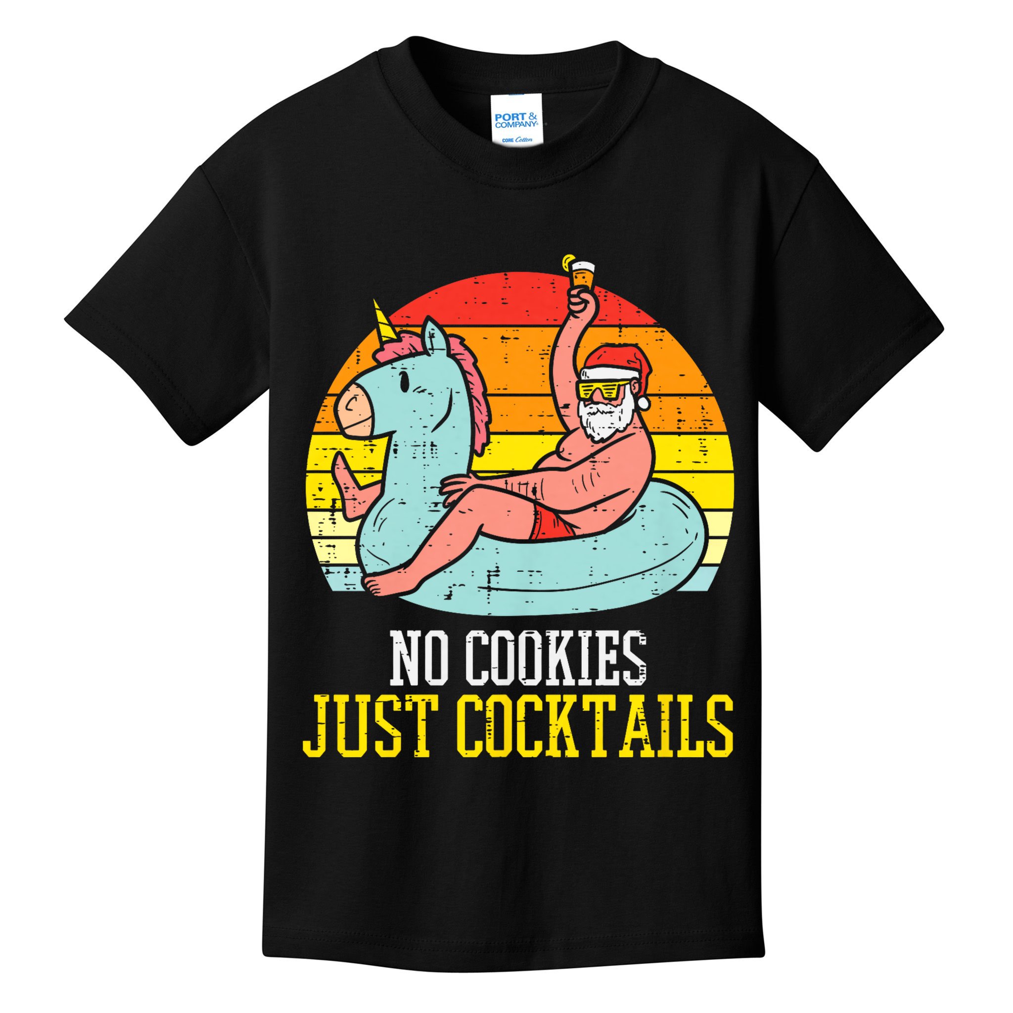 No Cookies Cocktails Santa Summer Christmas In July Xmas Kids T-Shirt