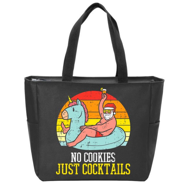 No Cookies Cocktails Santa Summer Christmas In July Xmas Zip Tote Bag