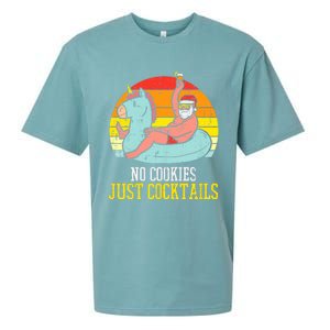 No Cookies Cocktails Santa Summer Christmas In July Xmas Sueded Cloud Jersey T-Shirt