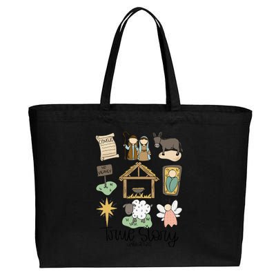 Nativity Christian Christmas Xmas True Story Manger Cotton Canvas Jumbo Tote