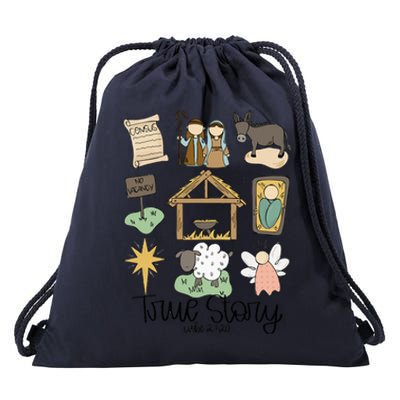 Nativity Christian Christmas Xmas True Story Manger Drawstring Bag