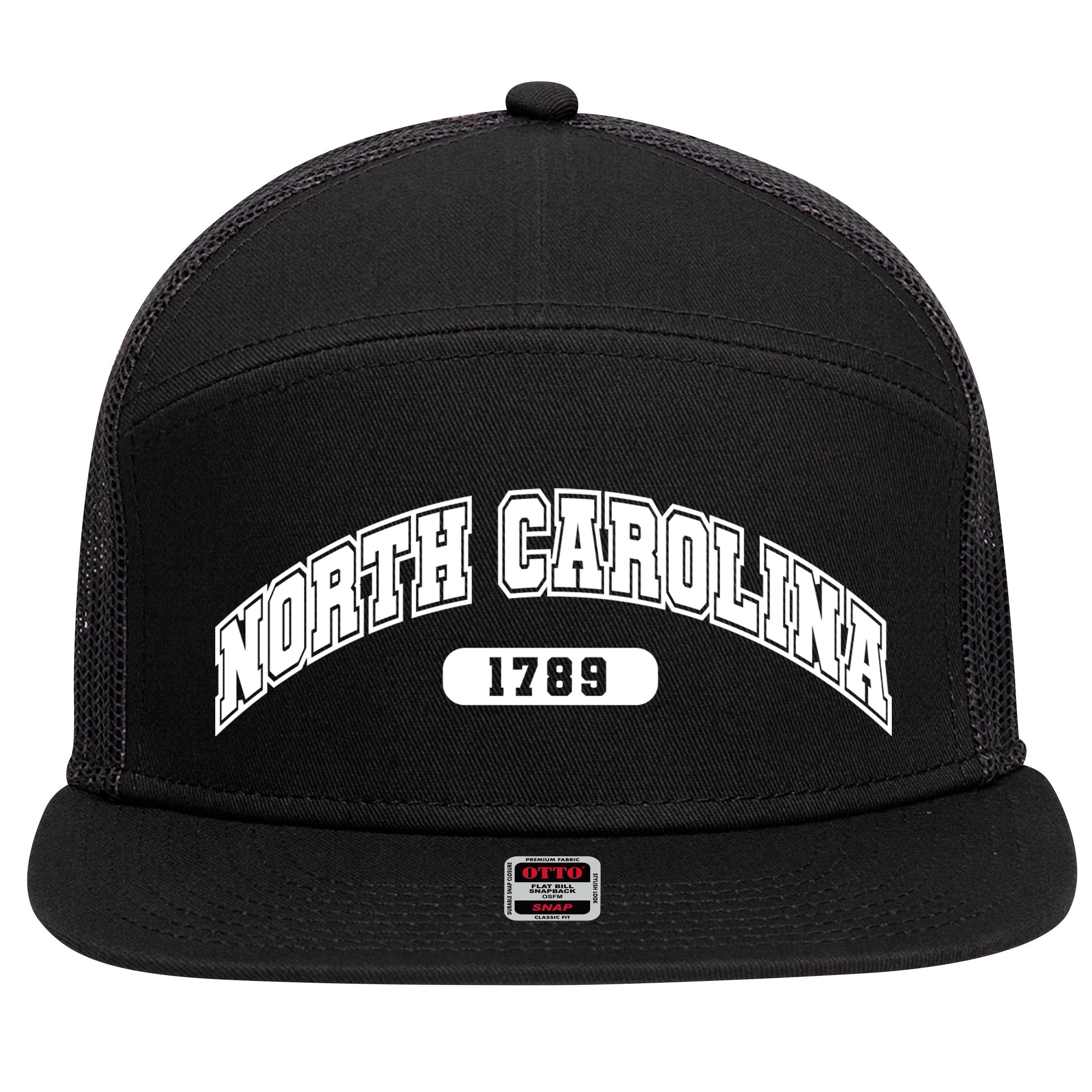 North Carolina Collegiate Style 1789 7 Panel Mesh Trucker Snapback Hat