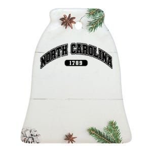 North Carolina Collegiate Style 1789 Ceramic Bell Ornament