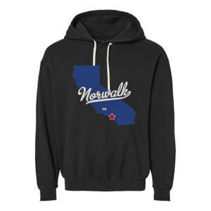 Norwalk California CA Map Garment-Dyed Fleece Hoodie