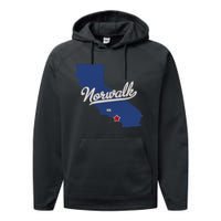 Norwalk California CA Map Performance Fleece Hoodie