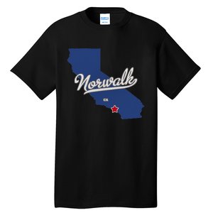 Norwalk California CA Map Tall T-Shirt