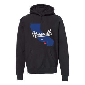 Norwalk California CA Map Premium Hoodie