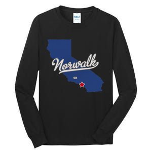 Norwalk California CA Map Tall Long Sleeve T-Shirt