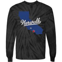 Norwalk California CA Map Tie-Dye Long Sleeve Shirt