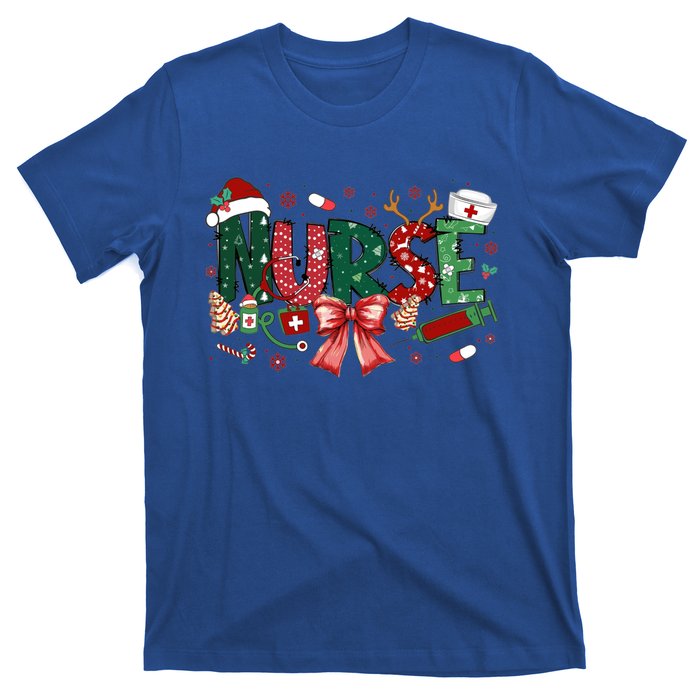 Nurse Christmas Coquette Bow Nicu Icu Rn Er Nurse Life Gift T-Shirt