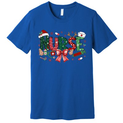 Nurse Christmas Coquette Bow Nicu Icu Rn Er Nurse Life Gift Premium T-Shirt