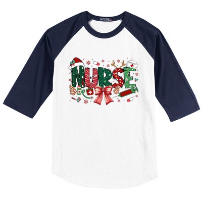 Nurse Christmas Coquette Bow Nicu Icu Rn Er Nurse Life Gift Baseball Sleeve Shirt