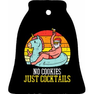 No Cookies Cocktails Santa Summer Christmas In July Xmas Ceramic Bell Ornament