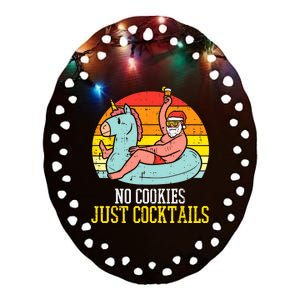 No Cookies Cocktails Santa Summer Christmas In July Xmas Ceramic Oval Ornament