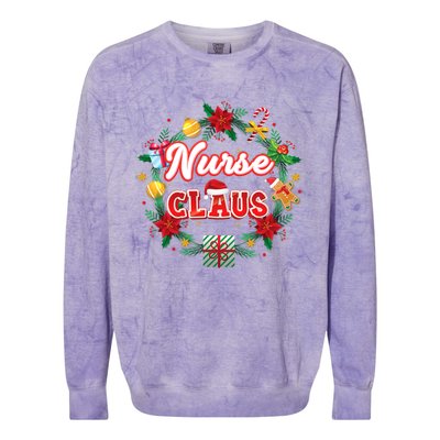 Nurse Claus Christmas Santa Laurel Wreath Mistletoe Merry Meaningful Gift Colorblast Crewneck Sweatshirt