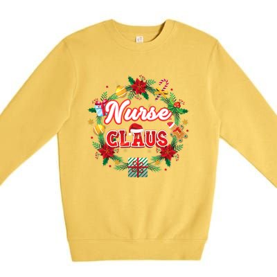 Nurse Claus Christmas Santa Laurel Wreath Mistletoe Merry Meaningful Gift Premium Crewneck Sweatshirt