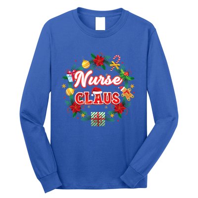 Nurse Claus Christmas Santa Laurel Wreath Mistletoe Merry Meaningful Gift Long Sleeve Shirt