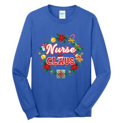 Nurse Claus Christmas Santa Laurel Wreath Mistletoe Merry Meaningful Gift Tall Long Sleeve T-Shirt