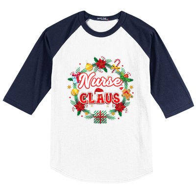 Nurse Claus Christmas Santa Laurel Wreath Mistletoe Merry Meaningful Gift Baseball Sleeve Shirt