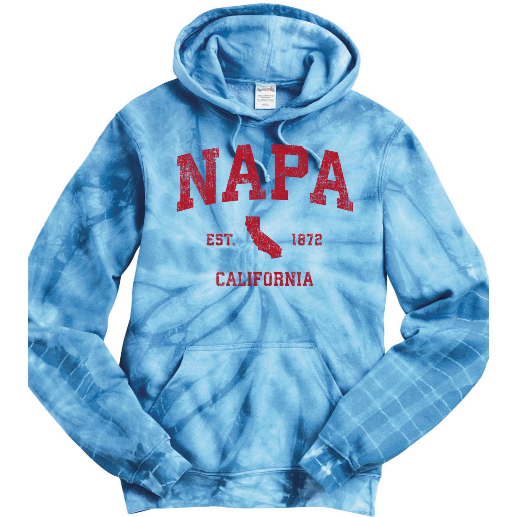 Napa California Ca Vintage Sports Design Red Print Tie Dye Hoodie