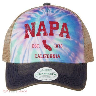 Napa California Ca Vintage Sports Design Red Print Legacy Tie Dye Trucker Hat
