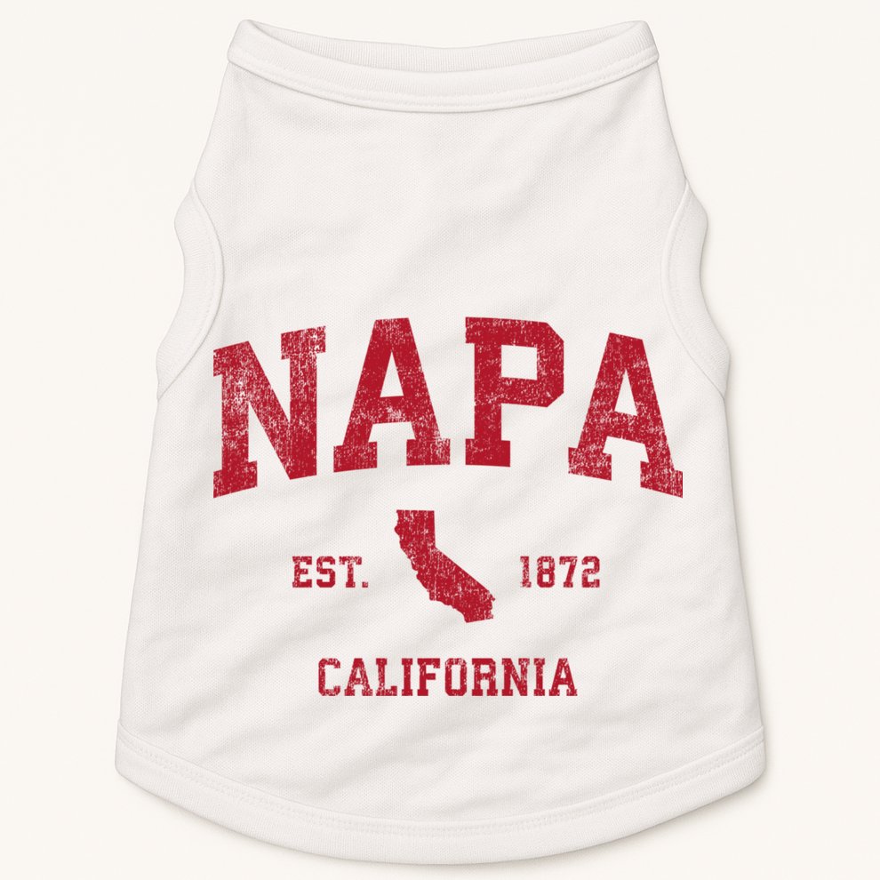 Napa California Ca Vintage Sports Design Red Print Doggie Tank