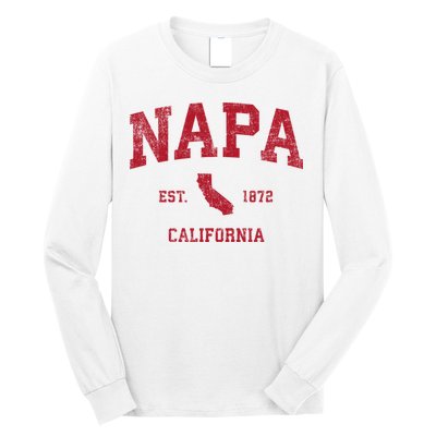 Napa California Ca Vintage Sports Design Red Print Long Sleeve Shirt