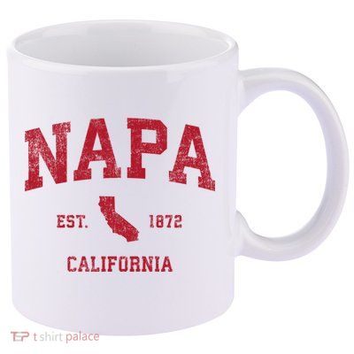 Napa California Ca Vintage Sports Design Red Print 11oz C Handle Ceramic Mug