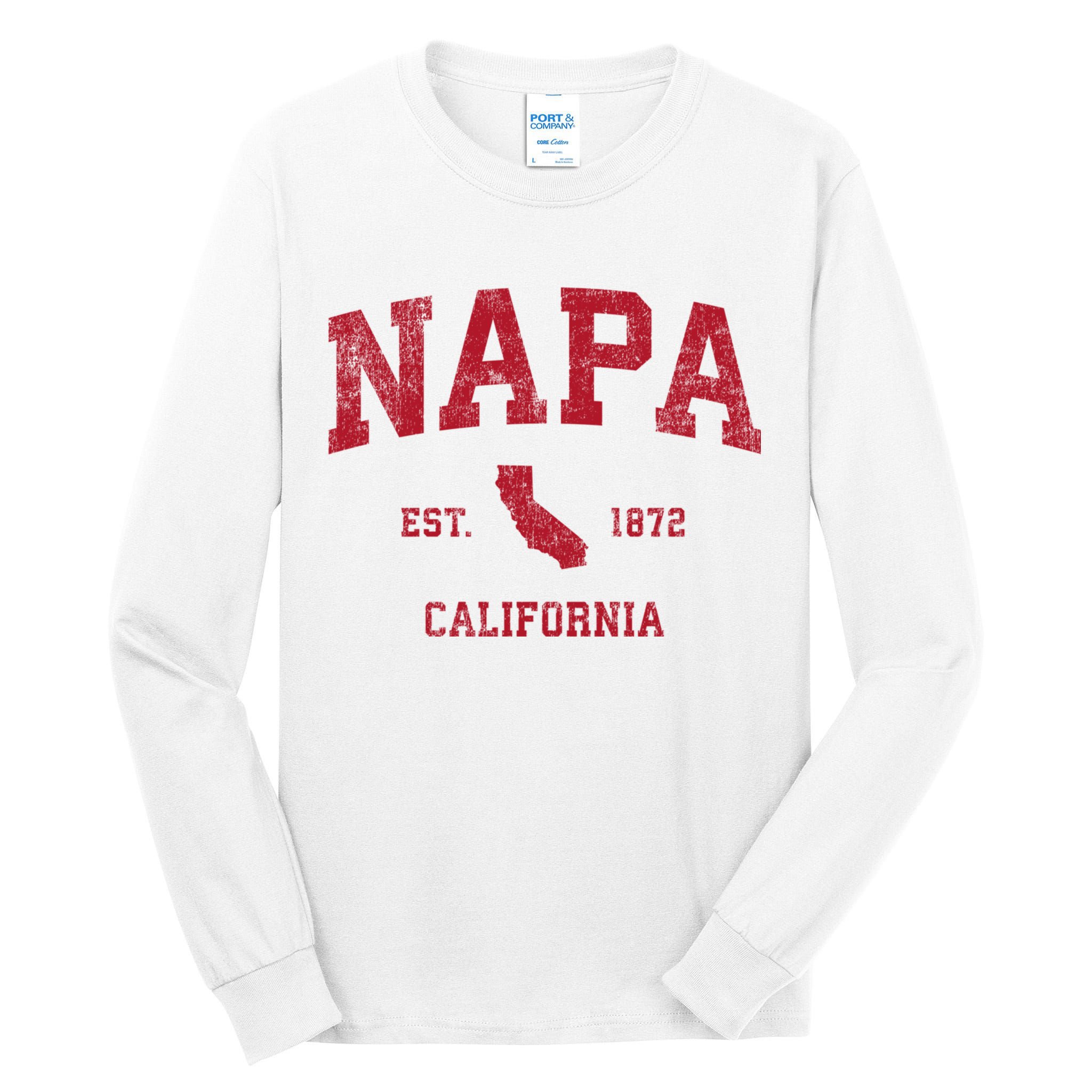 Napa California Ca Vintage Sports Design Red Print Tall Long Sleeve T-Shirt