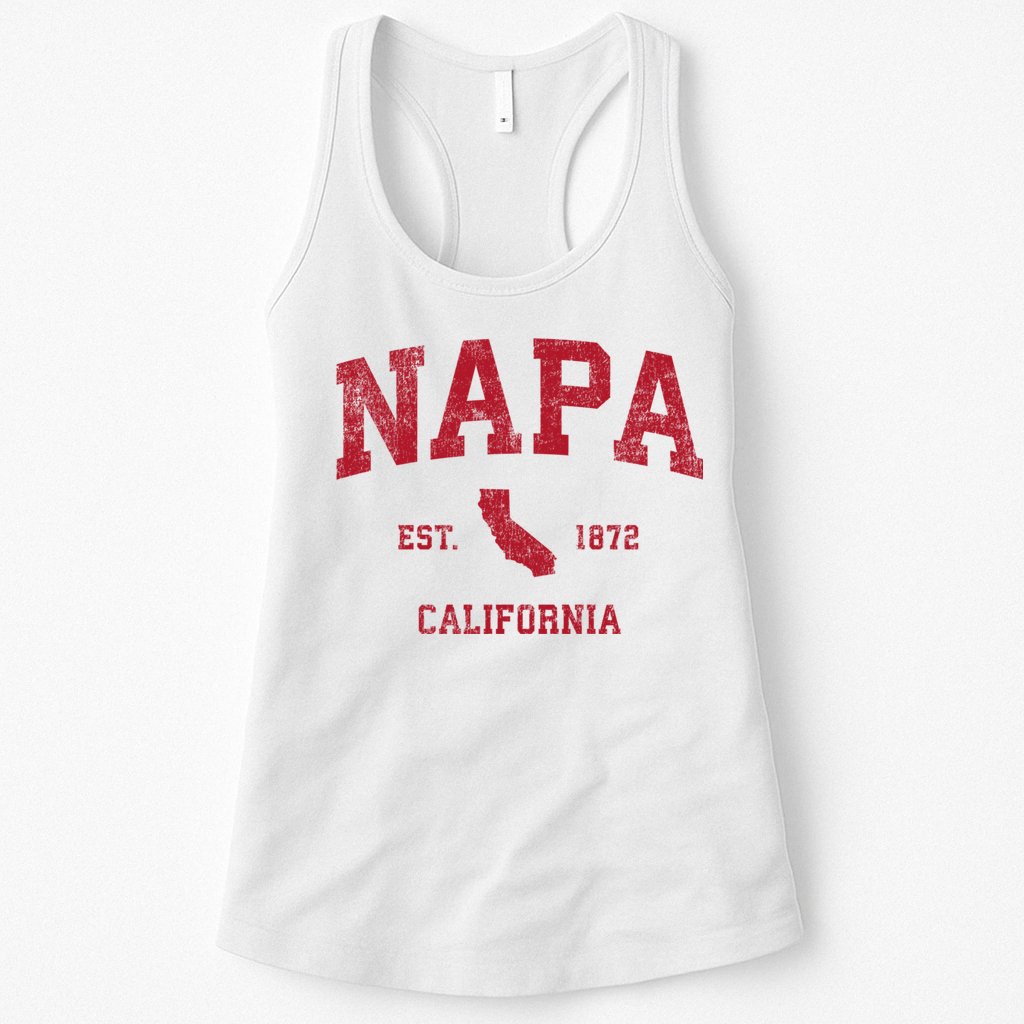 Napa California Ca Vintage Sports Design Red Print Womens Tank Top