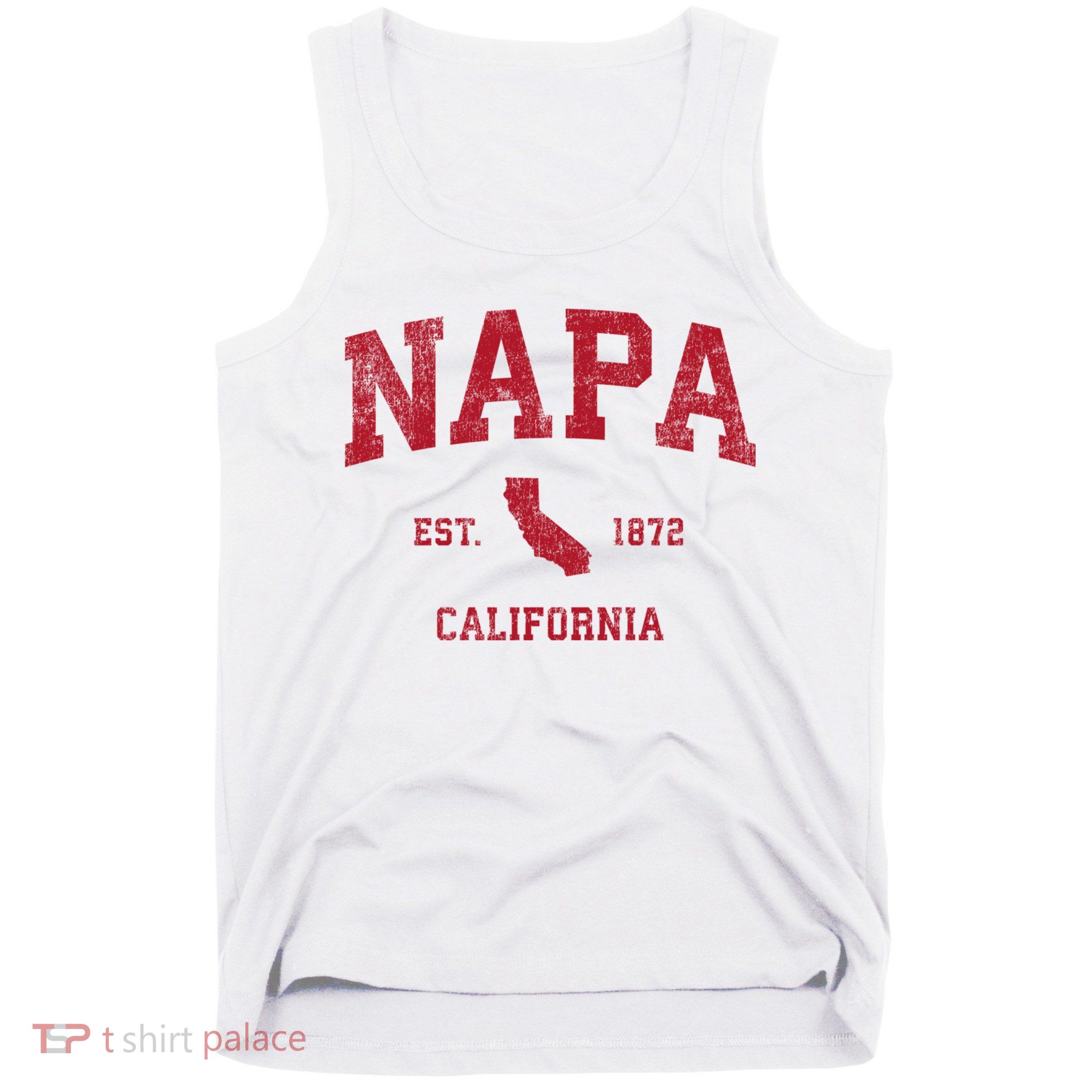 Napa California Ca Vintage Sports Design Red Print Tank Top