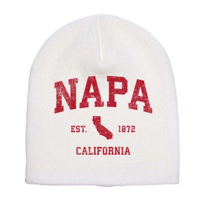Napa California Ca Vintage Sports Design Red Print Short Acrylic Beanie