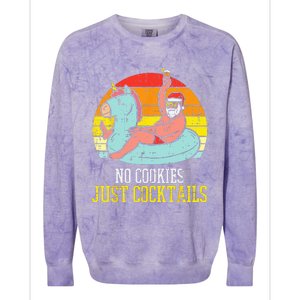 No Cookies Cocktails Santa Summer Christmas In July Xmas Colorblast Crewneck Sweatshirt