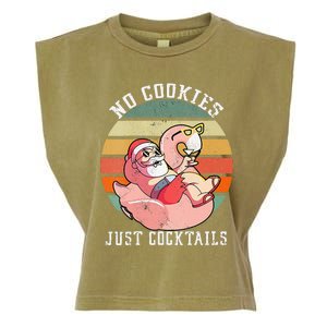 No Cookies Cocktails Santa Summer Christmas In July Garment-Dyed Women's Muscle Tee