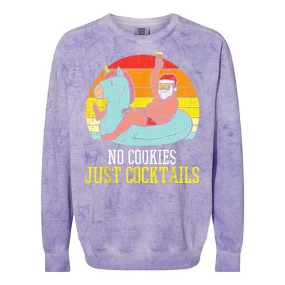 No Cookies Cocktails Santa Summer Christmas In July Xmas Colorblast Crewneck Sweatshirt