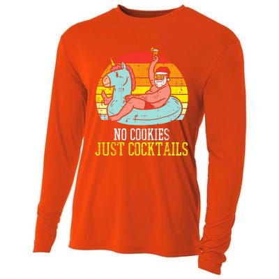 No Cookies Cocktails Santa Summer Christmas In July Xmas Cooling Performance Long Sleeve Crew