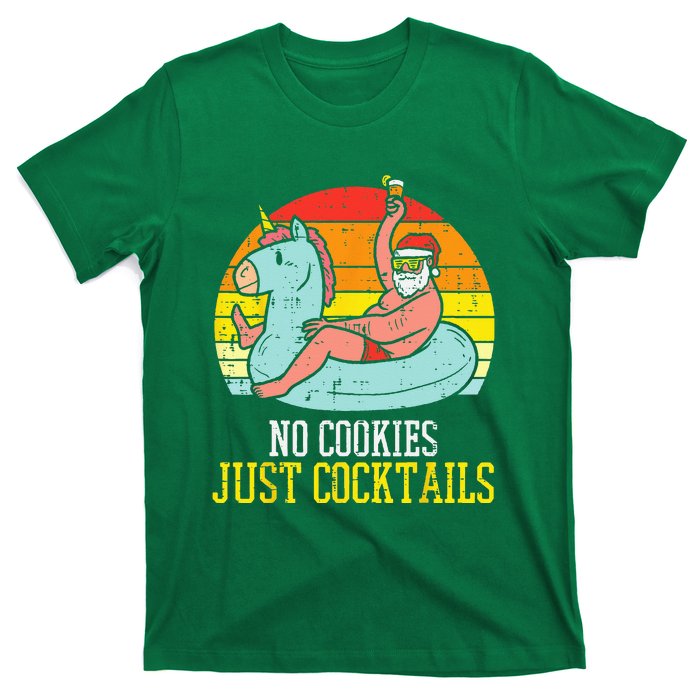 No Cookies Cocktails Santa Summer Christmas In July Xmas T-Shirt