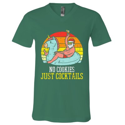 No Cookies Cocktails Santa Summer Christmas In July Xmas V-Neck T-Shirt