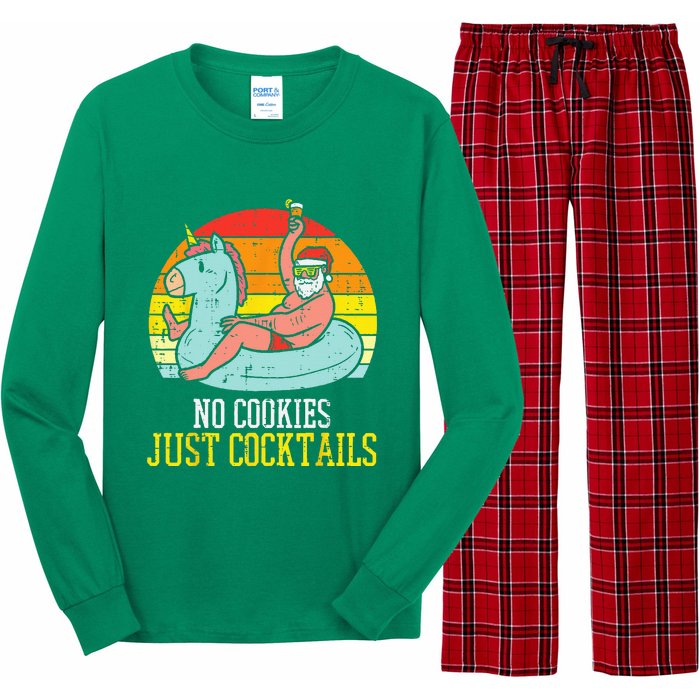 No Cookies Cocktails Santa Summer Christmas In July Xmas Long Sleeve Pajama Set