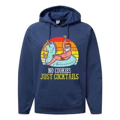 No Cookies Cocktails Santa Summer Christmas In July Xmas Performance Fleece Hoodie