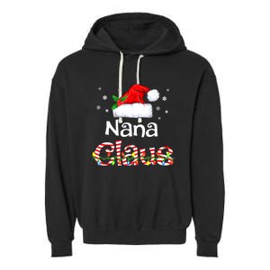 Nana Claus Christmas Family Matching Xmas Light Tree Garment-Dyed Fleece Hoodie