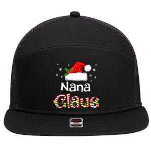 Nana Claus Christmas Family Matching Xmas Light Tree 7 Panel Mesh Trucker Snapback Hat