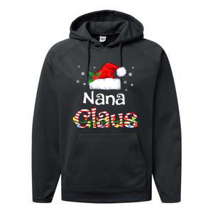 Nana Claus Christmas Family Matching Xmas Light Tree Performance Fleece Hoodie