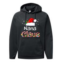 Nana Claus Christmas Family Matching Xmas Light Tree Performance Fleece Hoodie