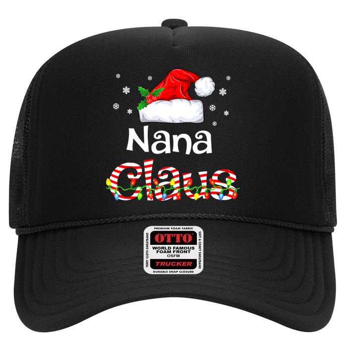 Nana Claus Christmas Family Matching Xmas Light Tree High Crown Mesh Back Trucker Hat