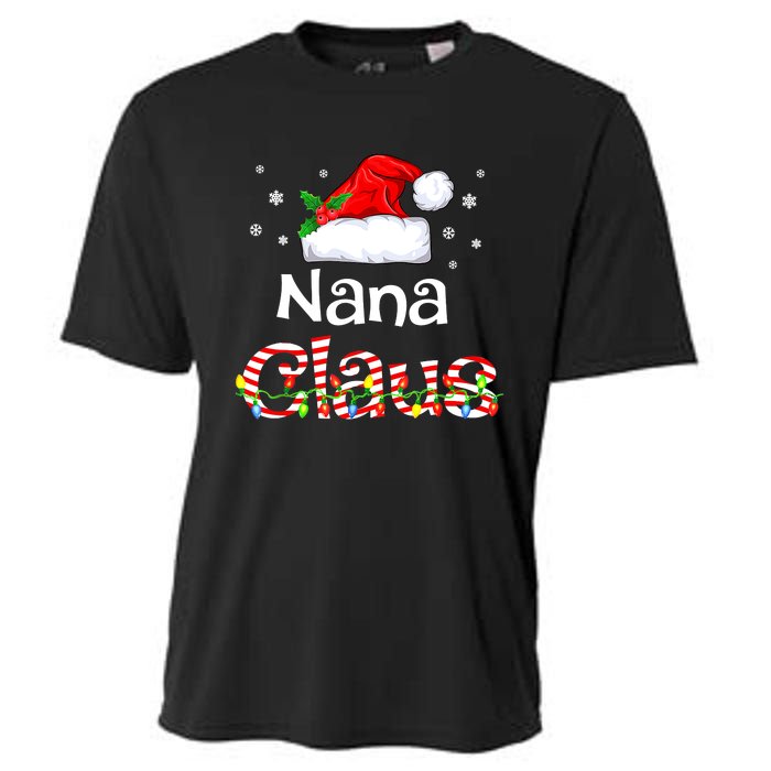 Nana Claus Christmas Family Matching Xmas Light Tree Cooling Performance Crew T-Shirt