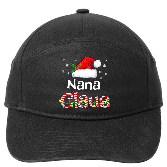 Nana Claus Christmas Family Matching Xmas Light Tree 7-Panel Snapback Hat