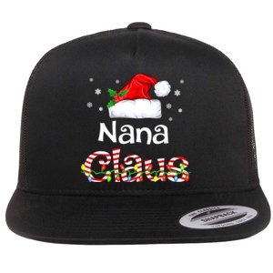 Nana Claus Christmas Family Matching Xmas Light Tree Flat Bill Trucker Hat