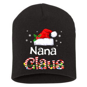 Nana Claus Christmas Family Matching Xmas Light Tree Short Acrylic Beanie